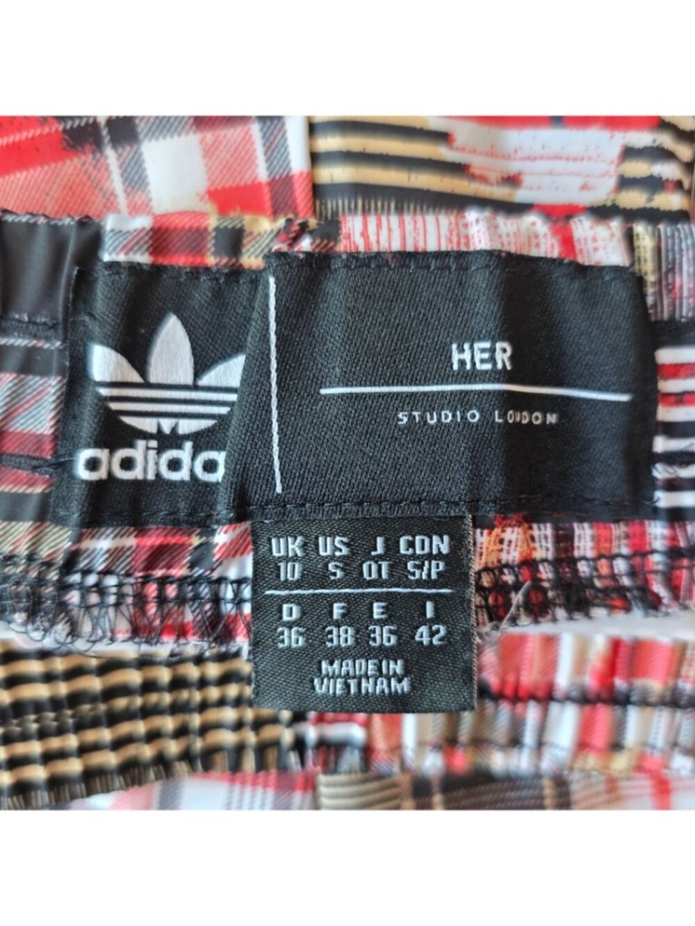 Adidas Her Studio London Womens 6 Pants Wide Leg Multicolor Tartan Track Pants - Picture 7 of 10